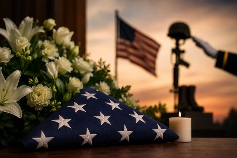 Honoring veterans with a patriotic memorial display and military funeral tribute in Santa Rosa, CA.